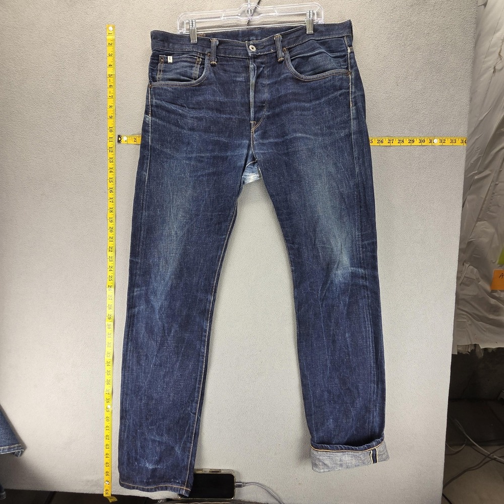 Edwin Jeans Mens 34x34 Blue Selvedge ESC03L Made in Japan Button Fly Honeycomb